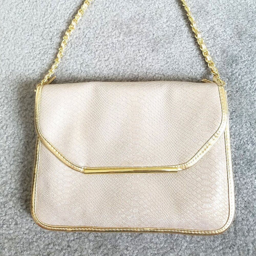 Ivanka Trump Gold Snakeskin Textured Evening Bag/Clutch